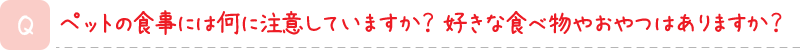 ペットの食事には何に注意していますか？好きな食べ物やおやつはありますか？